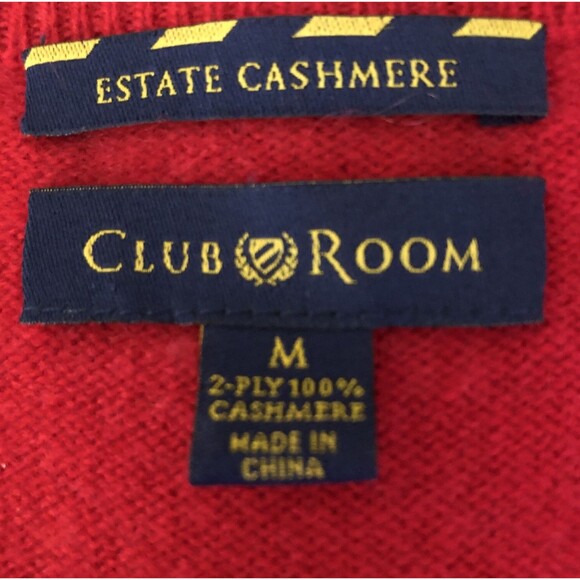 Club Room 2-Ply Estate Cashmere V-Neck Sweater Mens Size M Red Luxury Old Money - Picture 5 of 12